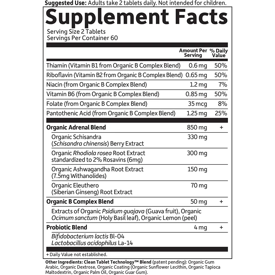 Adrenal Daily Balance Organic 120 vtabs by Garden Of Life