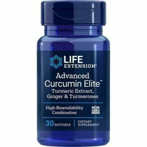 Advanced Curcumin Elite Turmeric Extract. Ginger & Turmerones 30 softgels by Life Extension