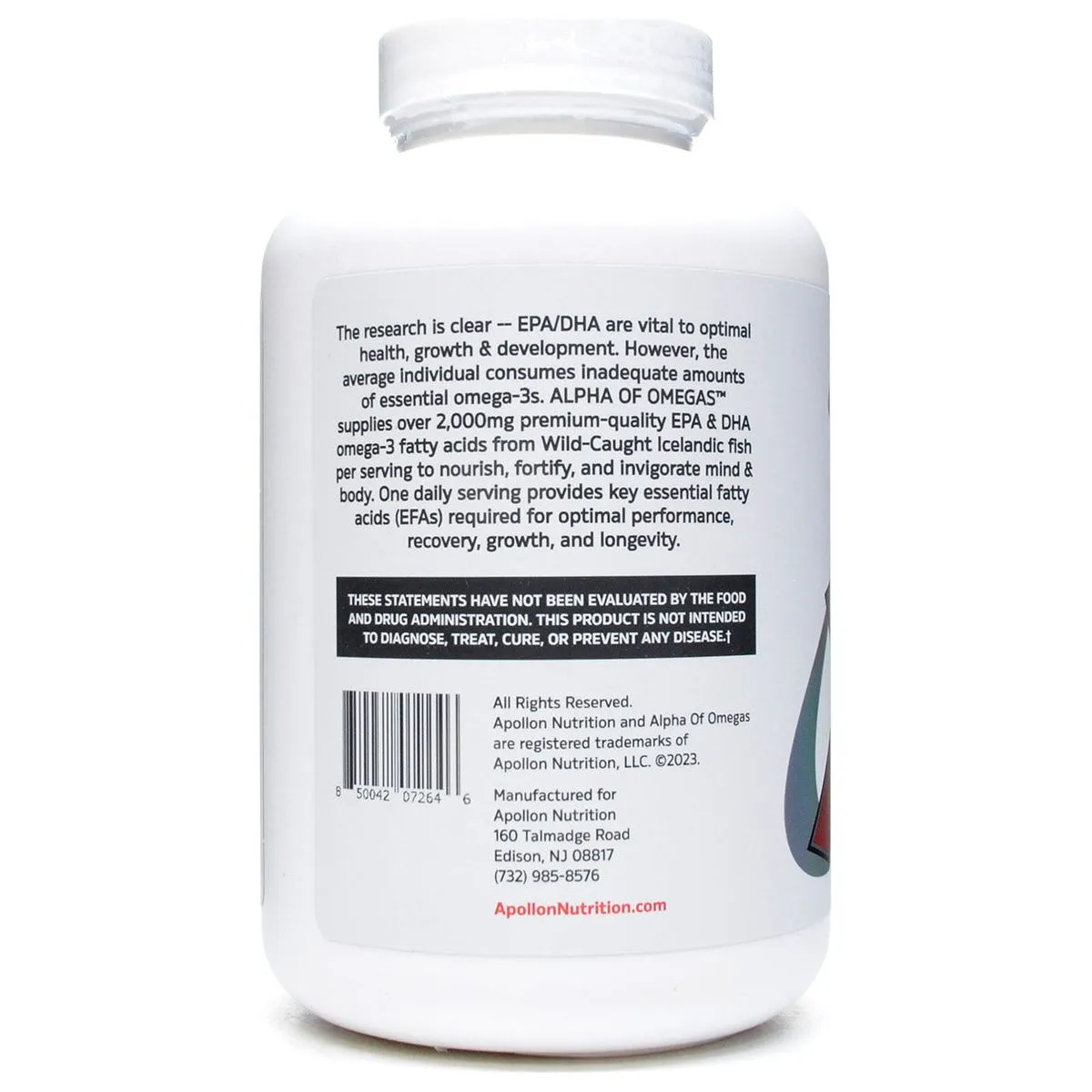 Alpha of Omegas Fish Oil (EPA 1300 mg/DHA 945 mg) 180 caps by Apollon Nutrition