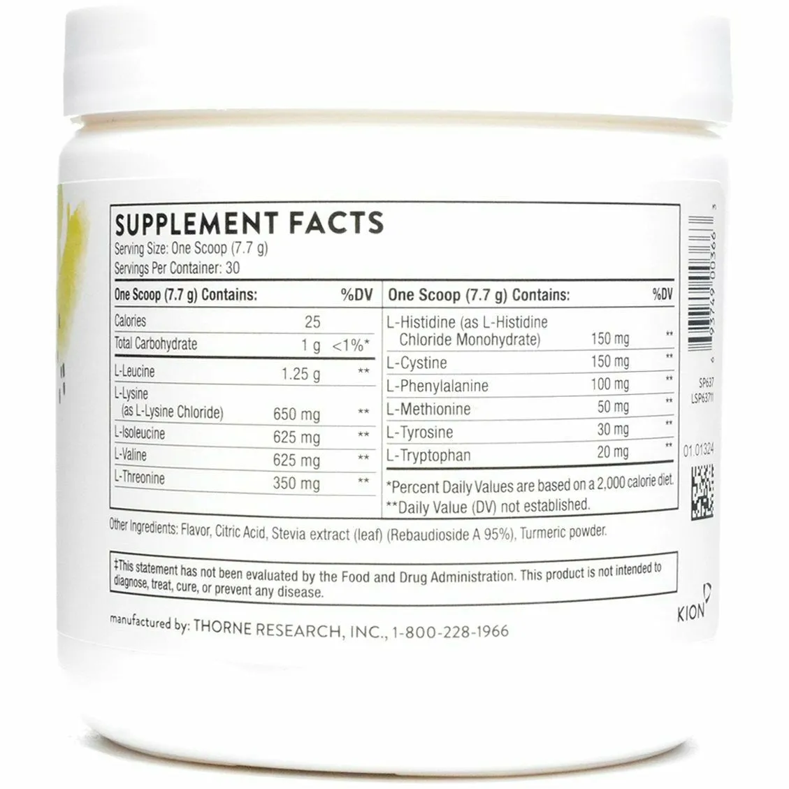 Amino Complex Powder: Lemon NSF 8.1 oz by Thorne Research