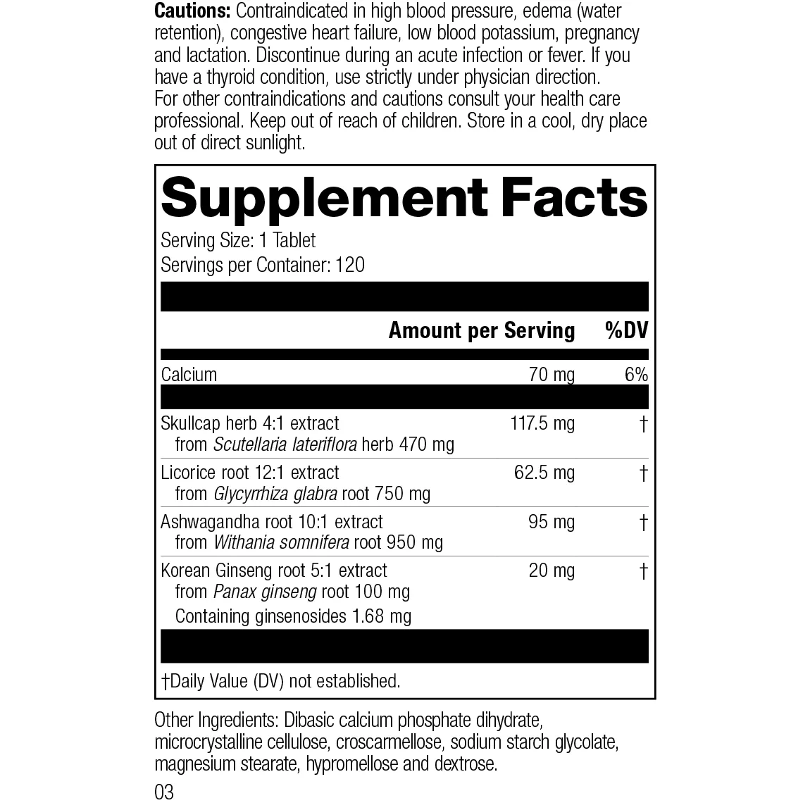 Ashwagandha Complex. 120 Tablets