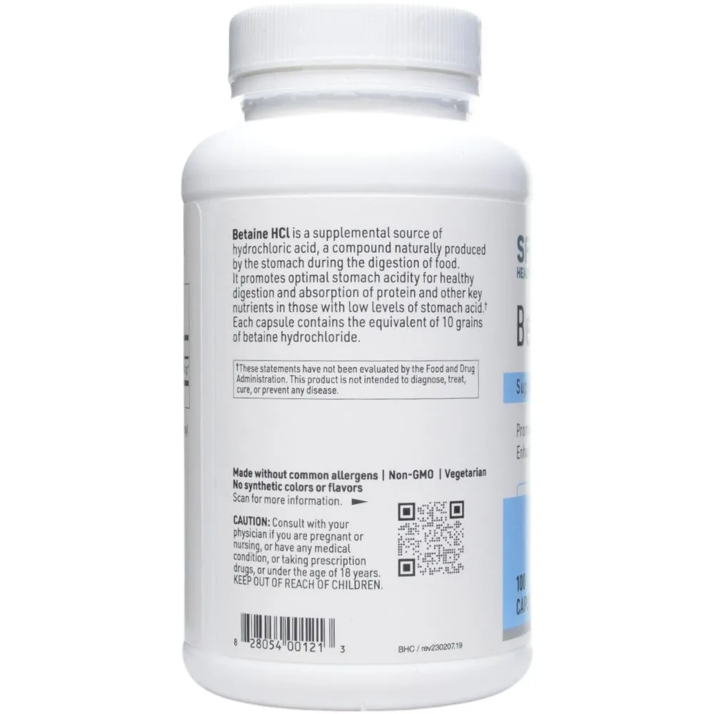 Betaine HCL 100 caps By Klaire Labs/SFI Health