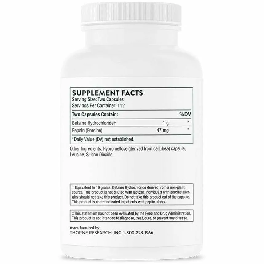 Betaine HCL & Pepsin 225 caps by Thorne Research