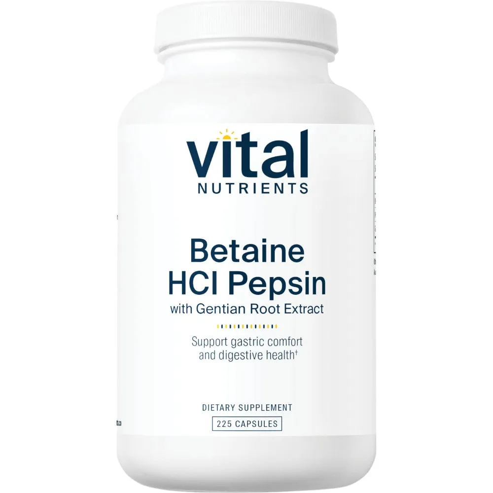 Betaine HCL w/Pepsin & Gentian 225 caps by Vital Nutrients