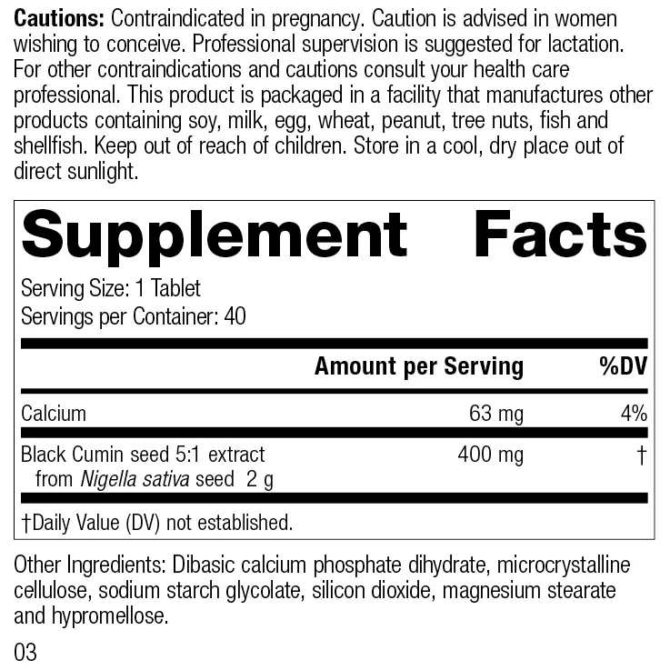 Black Cumin Seed Forte. 40 Tablets