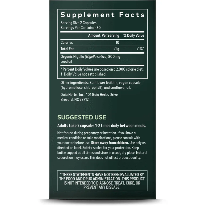 Black Seed Oil 60 caps by Gaia Herbs