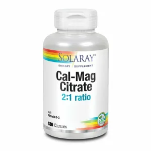 Cal-Mag Citrate 2:1 Ratio with Vitamin D3 180 caps by Solaray