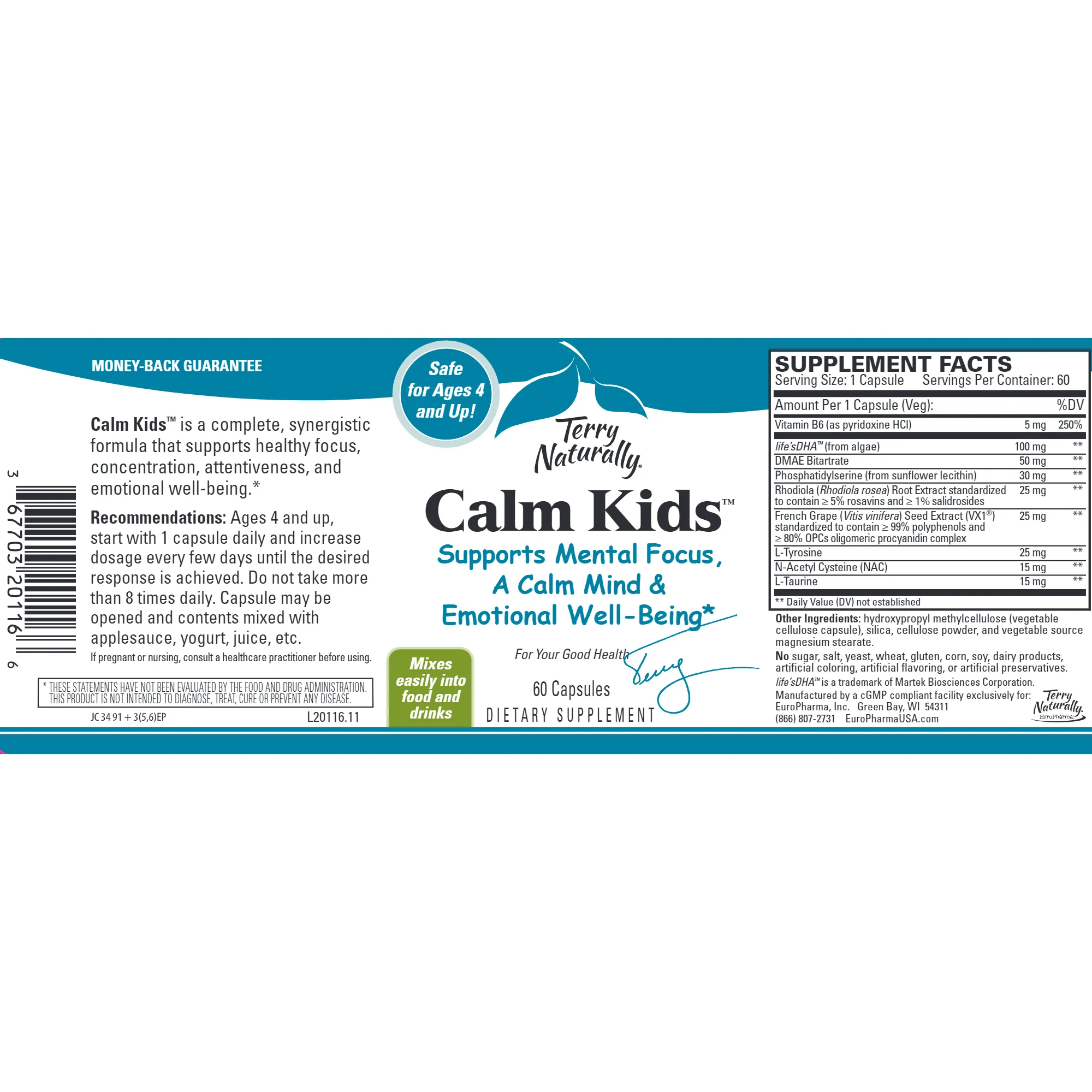 Calm Kids 60 caps by Terry Naturally
