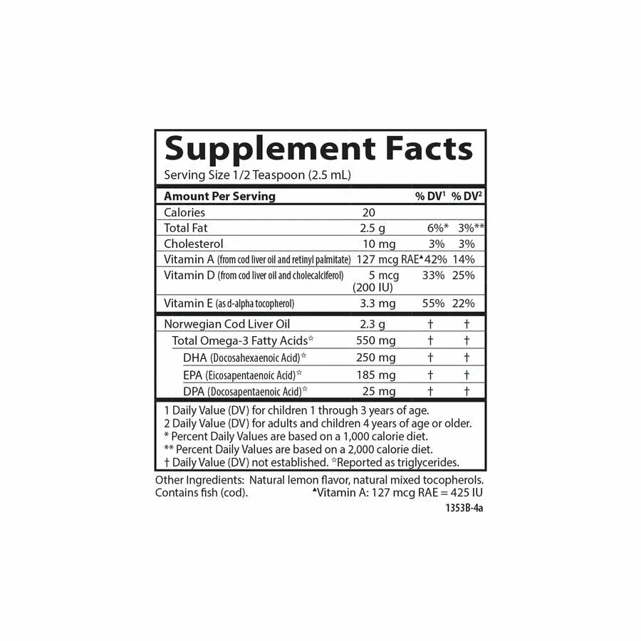 Carlson Kids Cod Liver Oil Lemon 250 ml by Carlson Labs