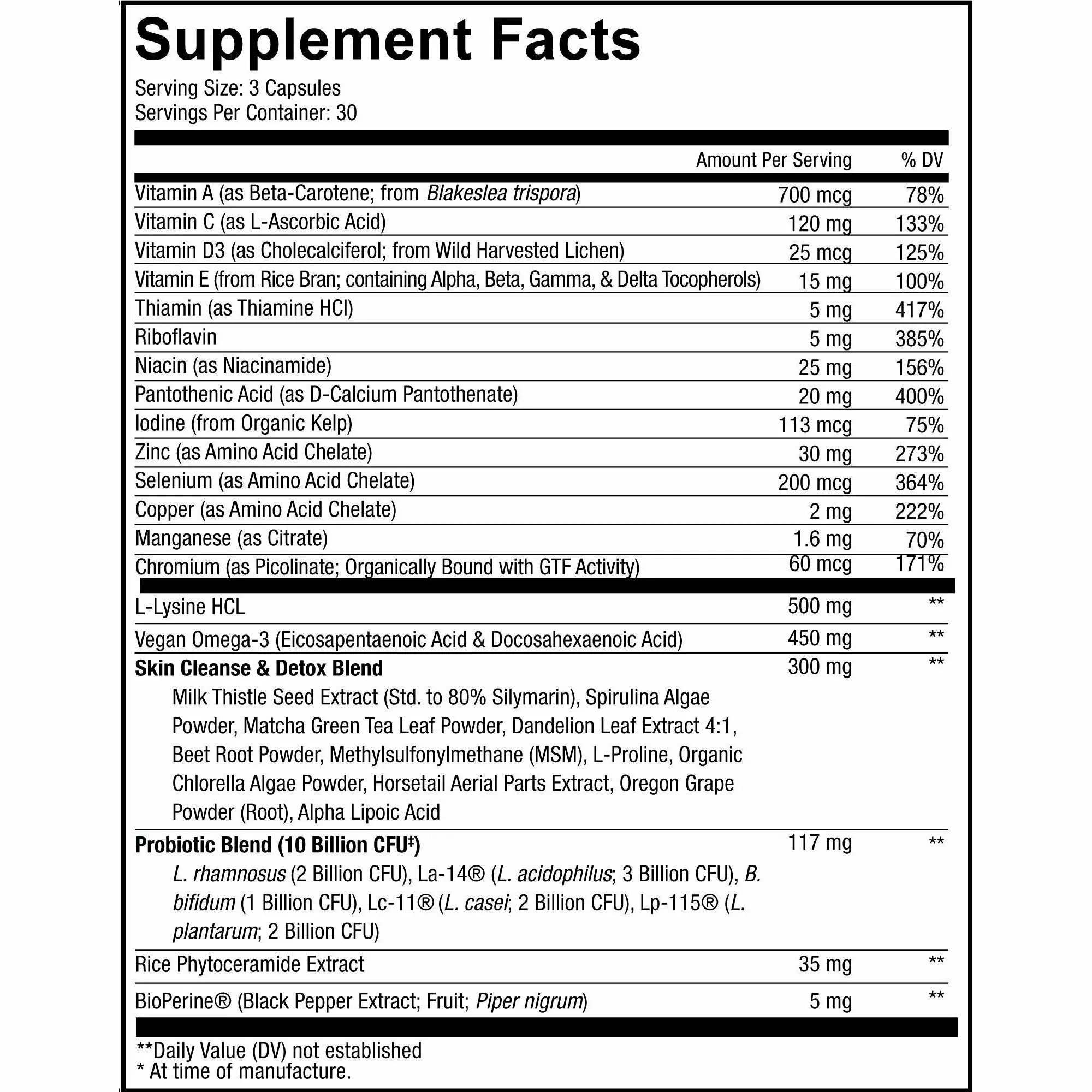 Clearface Vitamins 90 caps by CodeAge