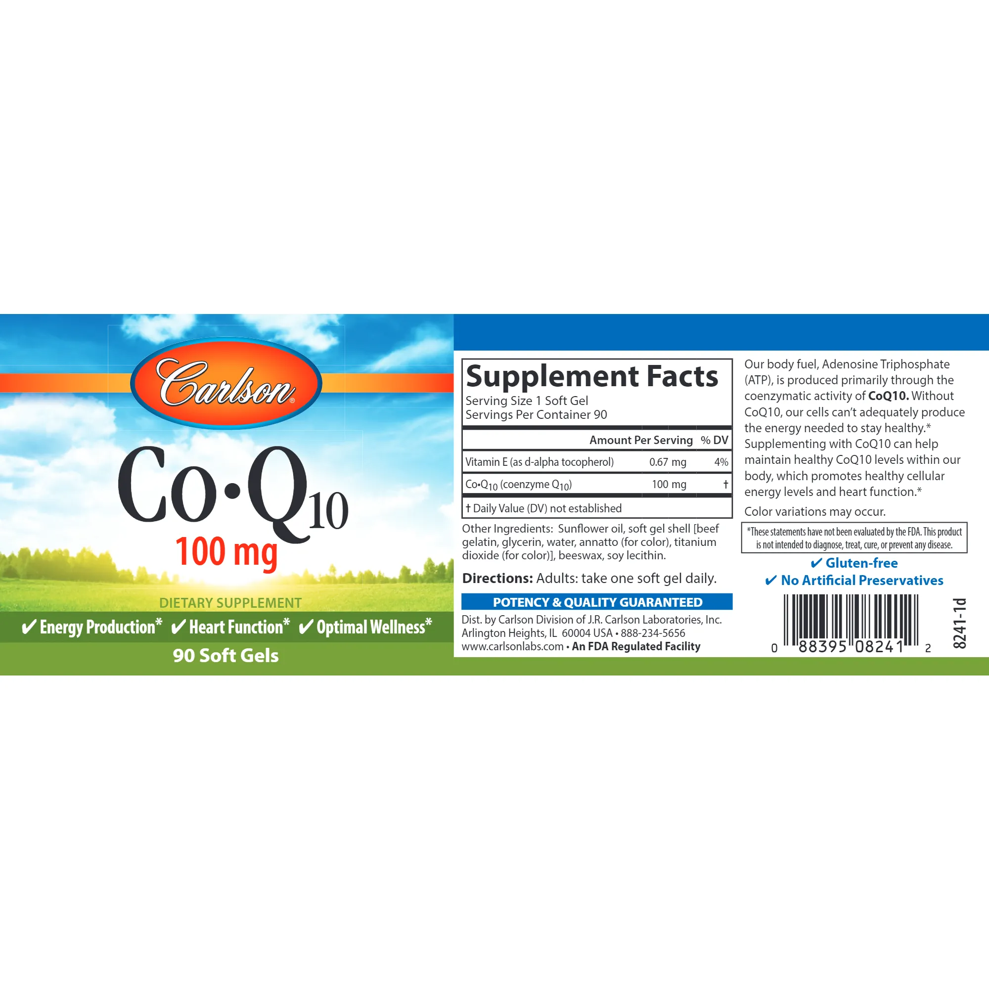 CoQ10 100 mg 90 gels by Carlson Labs