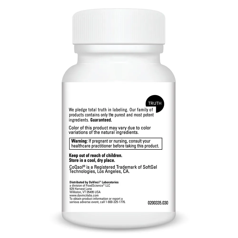CoQsol 100 mg 30 gels by Davinci Labs