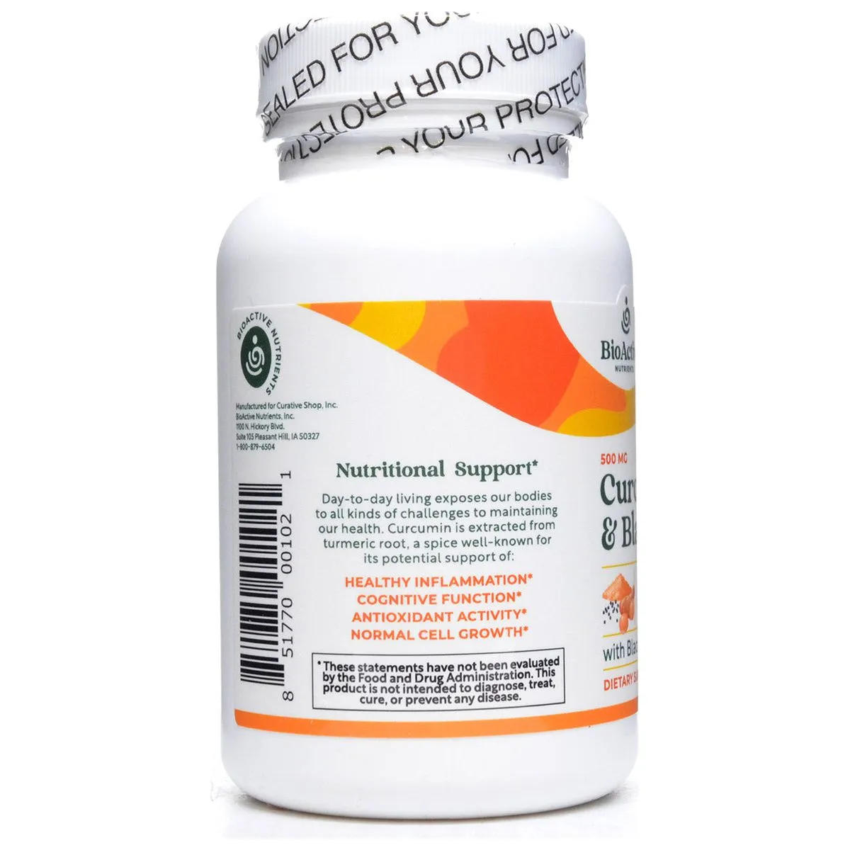 Curcumin & Black Pepper 500 mg 90 caps by BioActive Nutrients