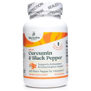 Curcumin & Black Pepper 500 mg 90 caps by BioActive Nutrients
