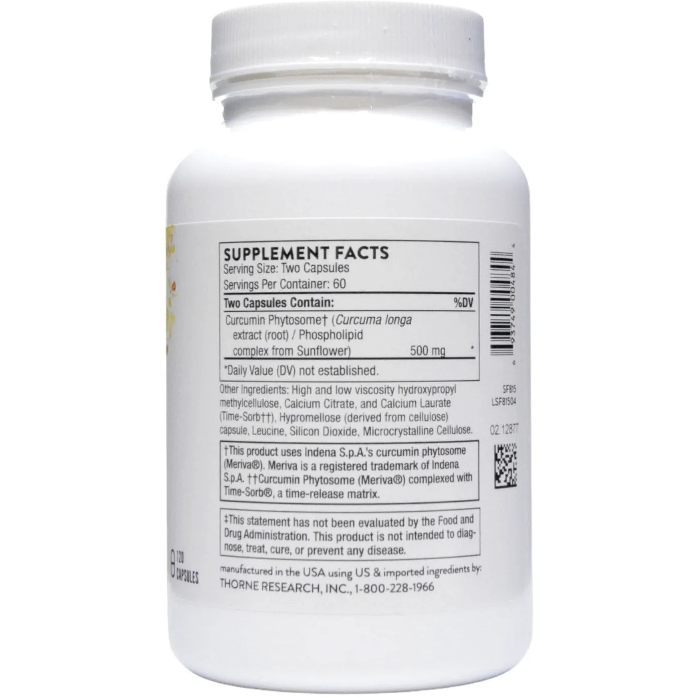 Curcumin Phytosome 500 mg (Sustained Release) 120 caps by Thorne Research