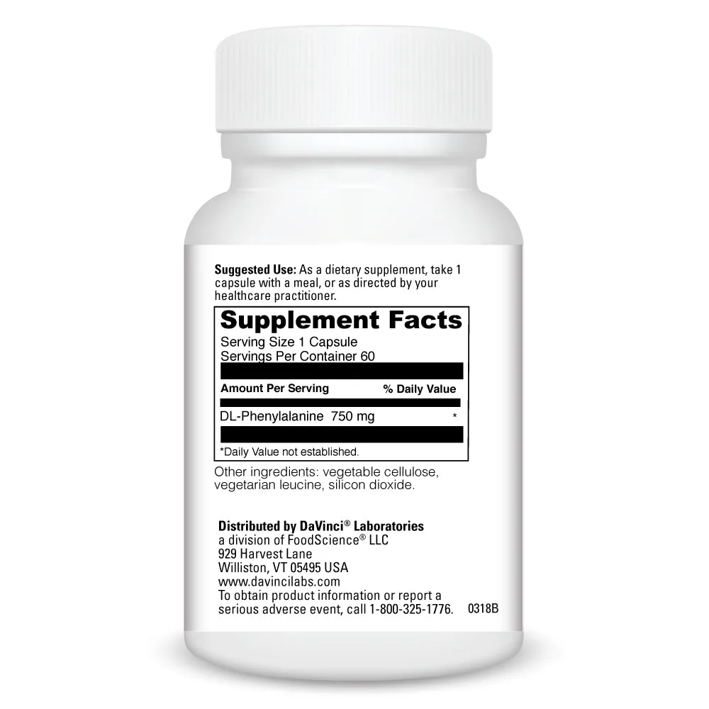 DL-Phenylalanine 750 mg 60 vegcap by Davinci Labs
