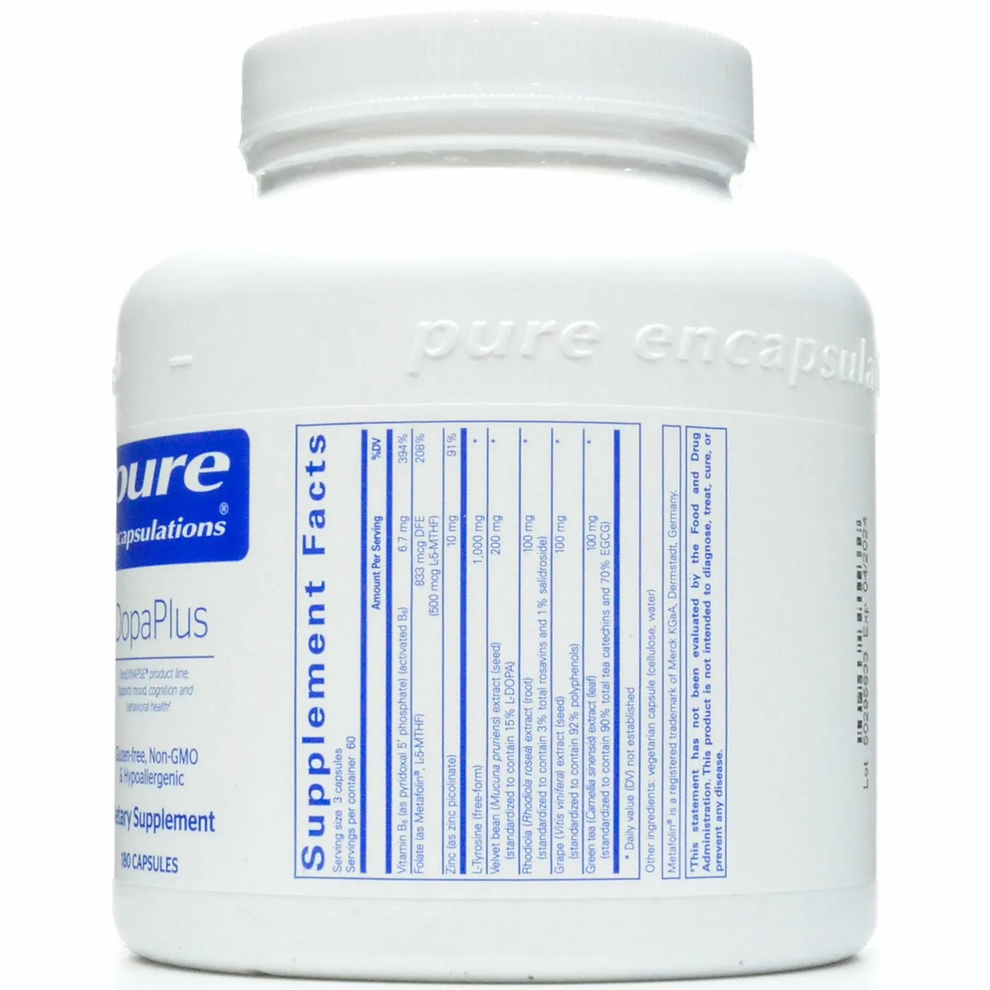 DopaPlus 180 caps by Pure Encapsulations