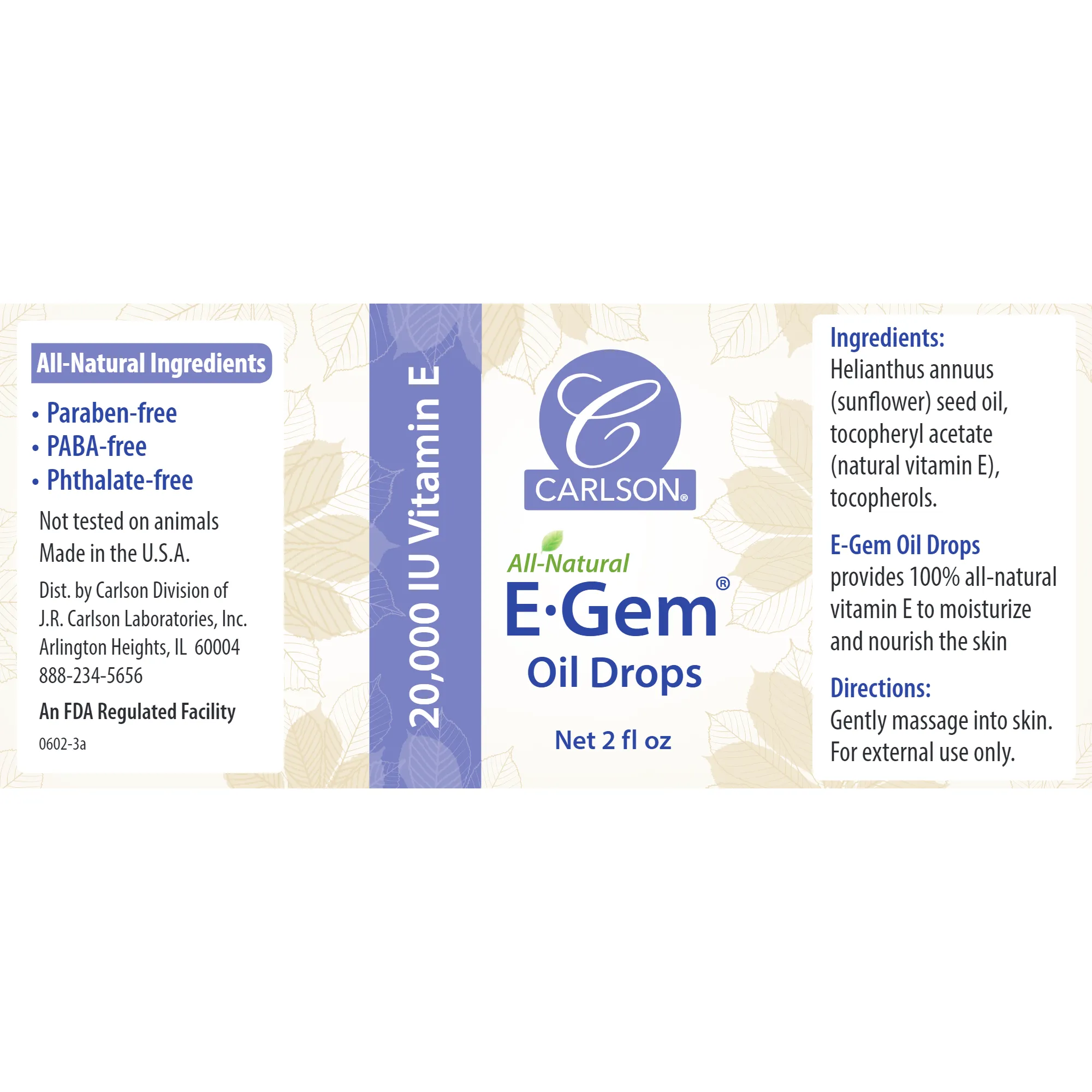 E-Gem Oil Drops 2 oz by Carlson Labs