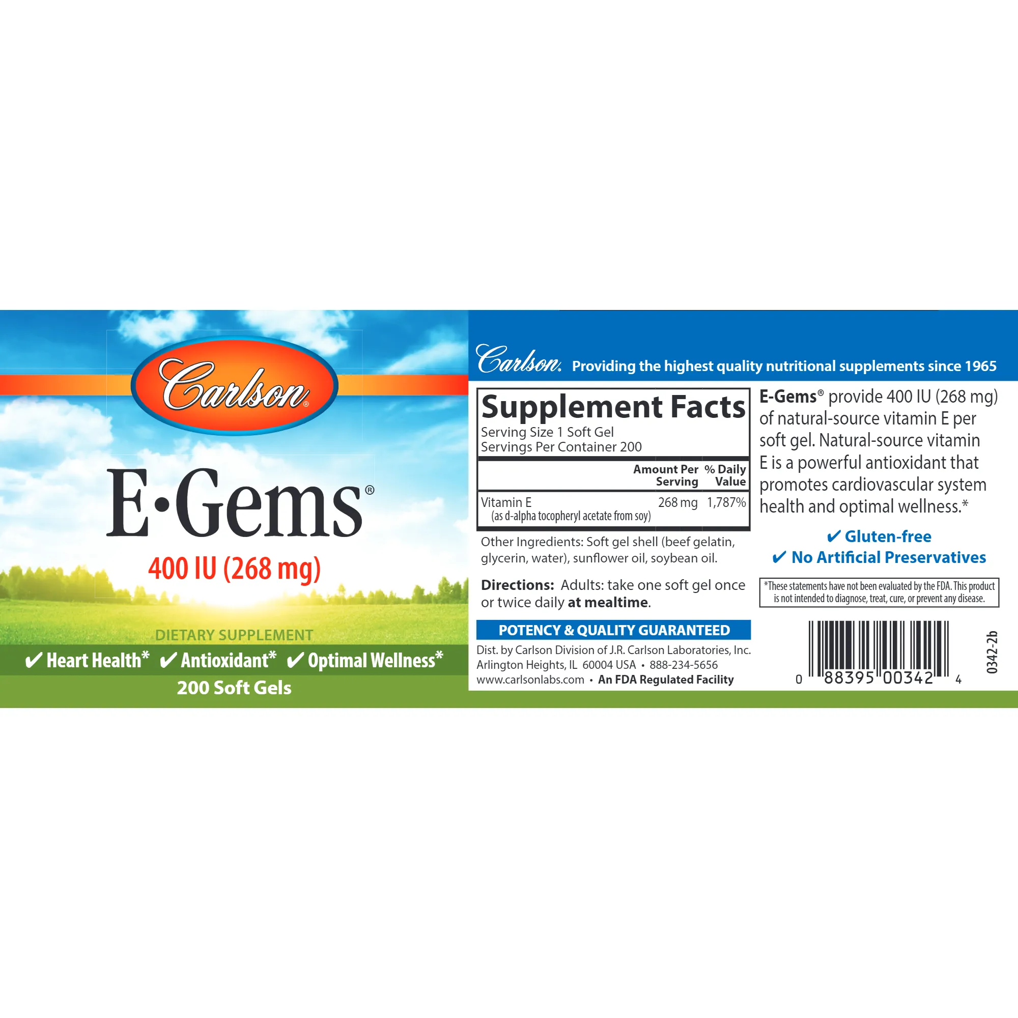 E-Gems 400 IU 200 gels by Carlson Labs