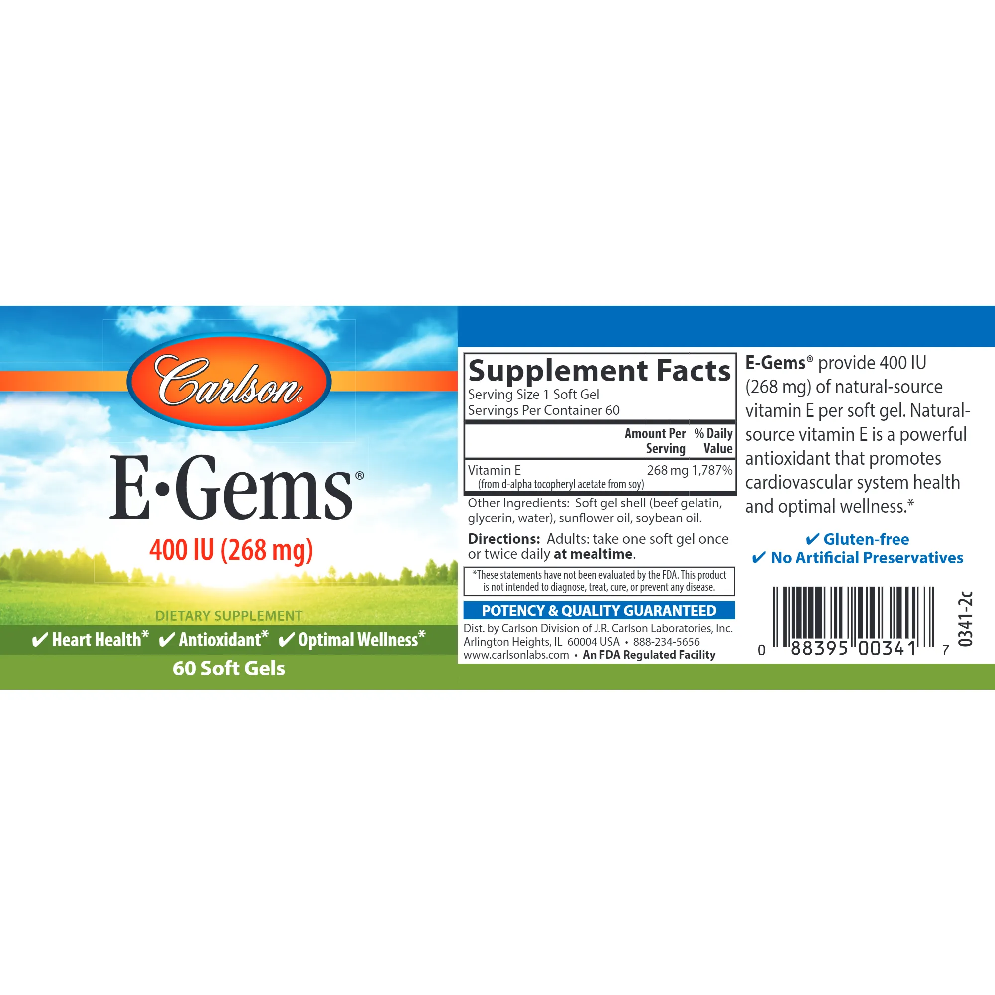 E-Gems 400 IU 60 gels by Carlson Labs