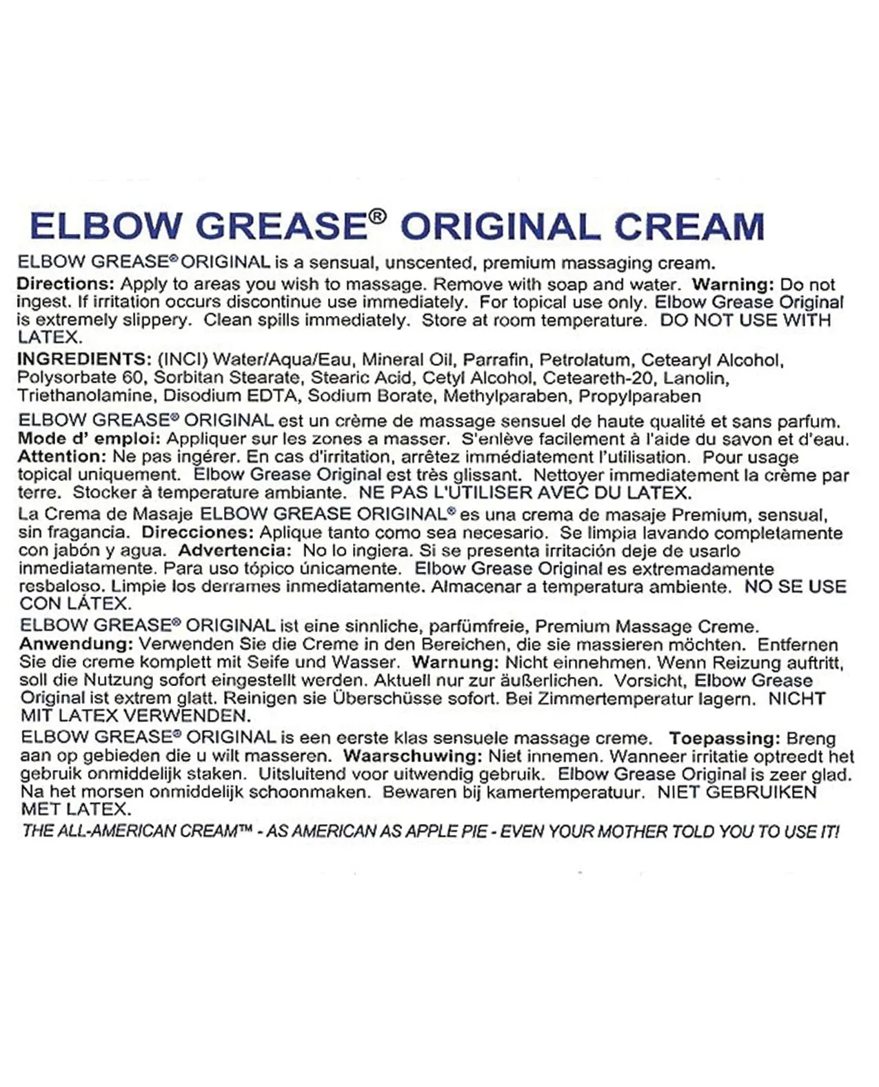 Elbow Grease Original Cream Lube - 4oz