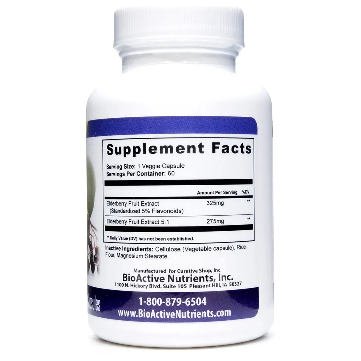 Elderberry 600 mg 60 veg caps by BioActive Nutrients