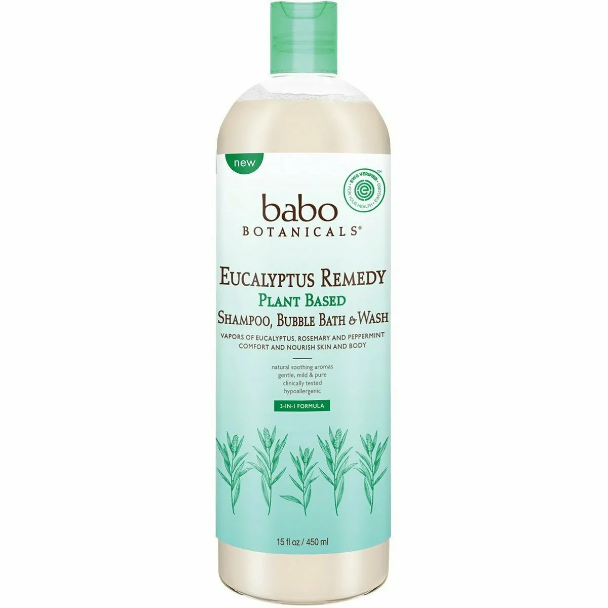 Eucalyptus Remedy Shampoo. Bubble Bath & Wash 15 fl oz by Babo Botanicals