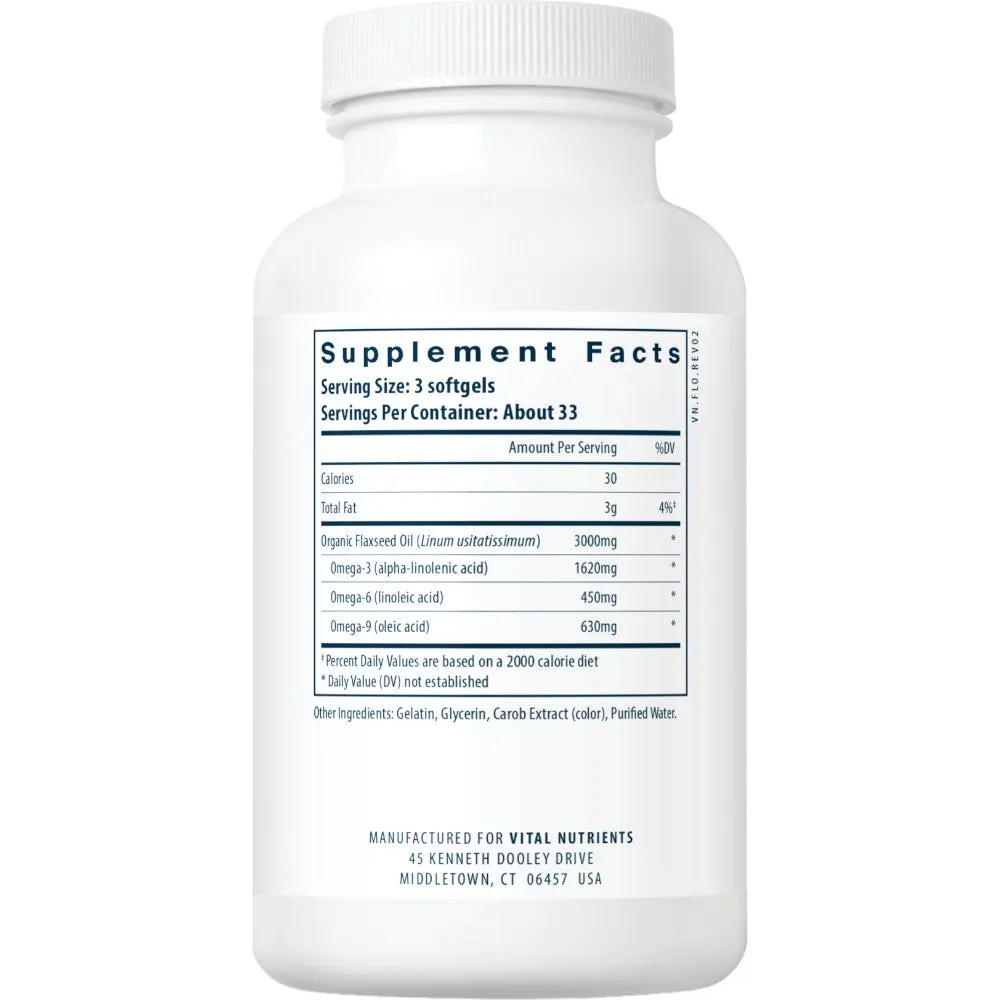 Flax Oil Caps 1000 mg 100 gels by Vital Nutrients