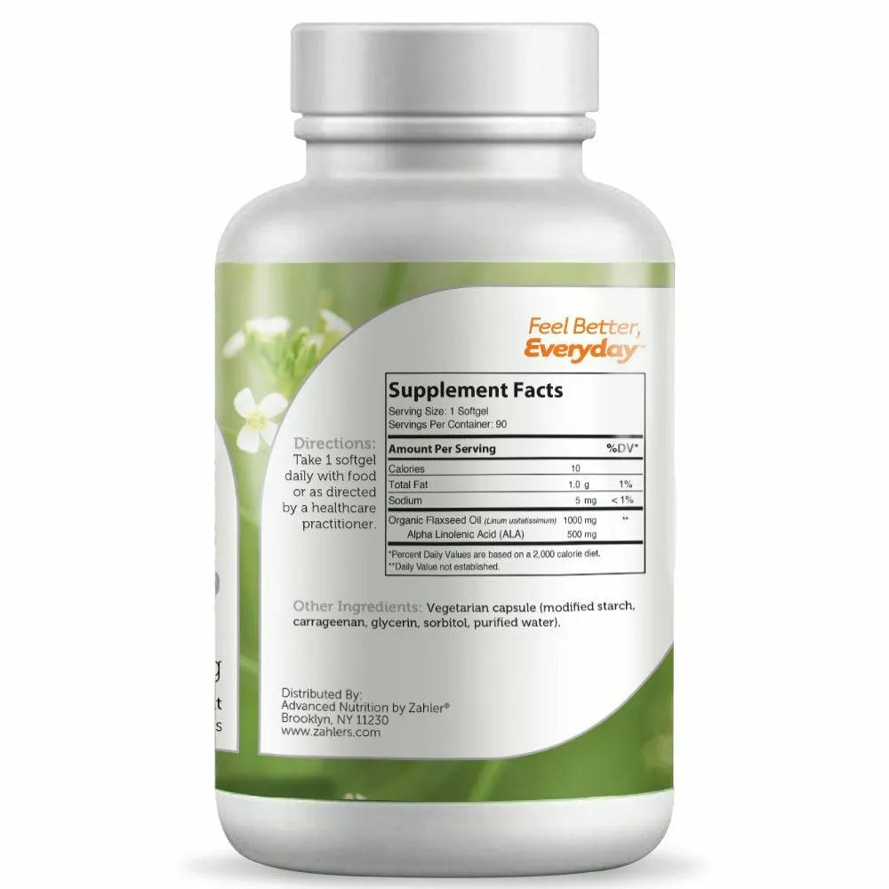 Flax Seed Oil 1000 mg 90 softgels by Zahler