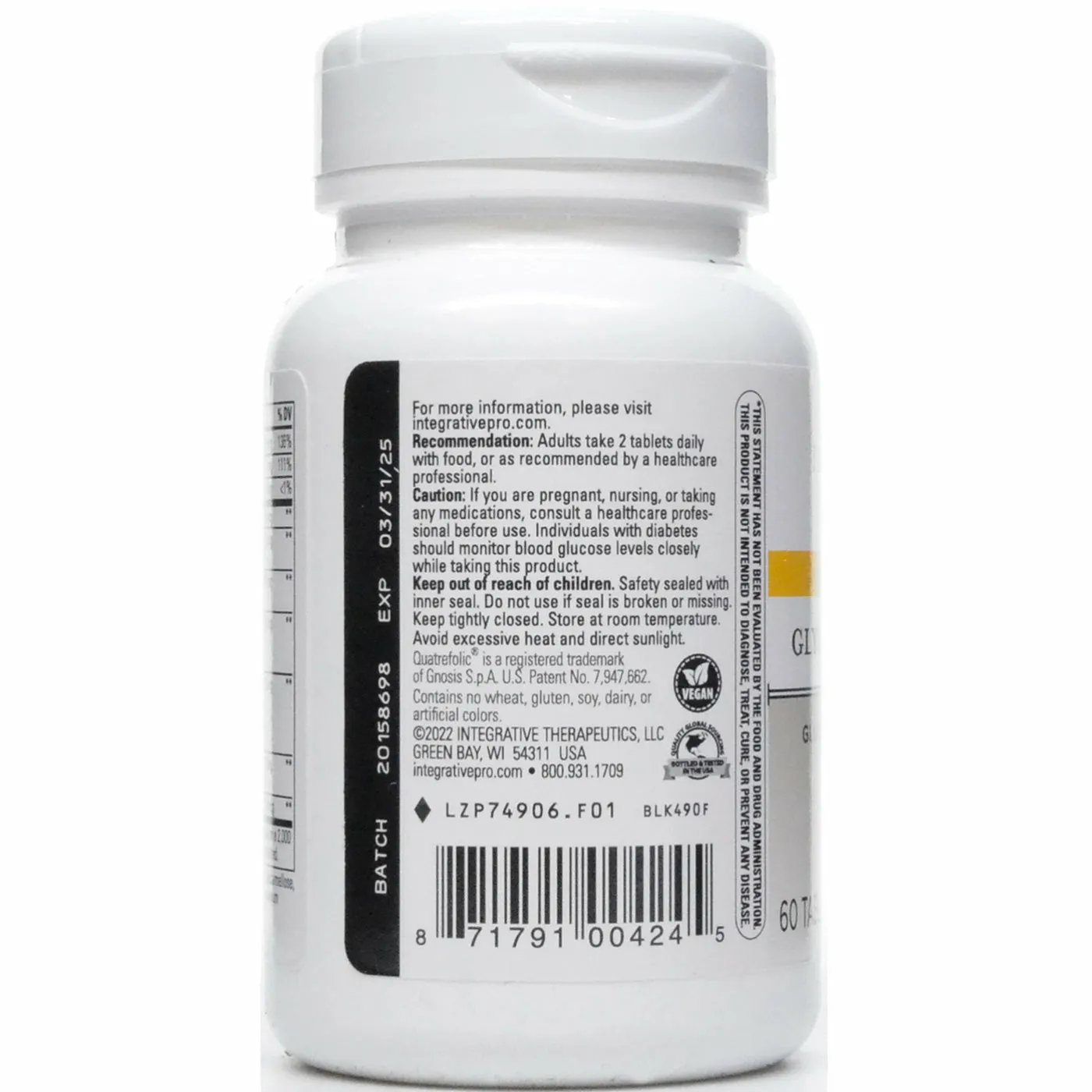 Glycemic Manager* 60 tabs by Integrative Therapeutics