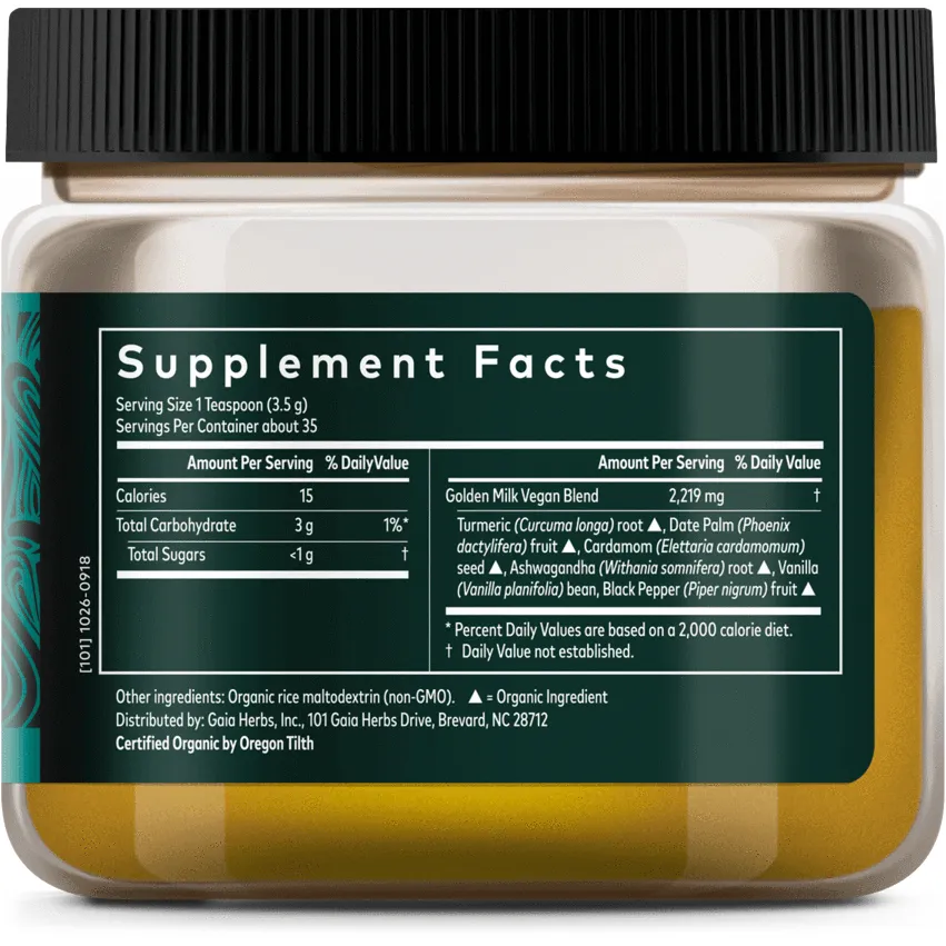 Golden Milk Powder 4.3 oz (123 g) by Gaia Herbs