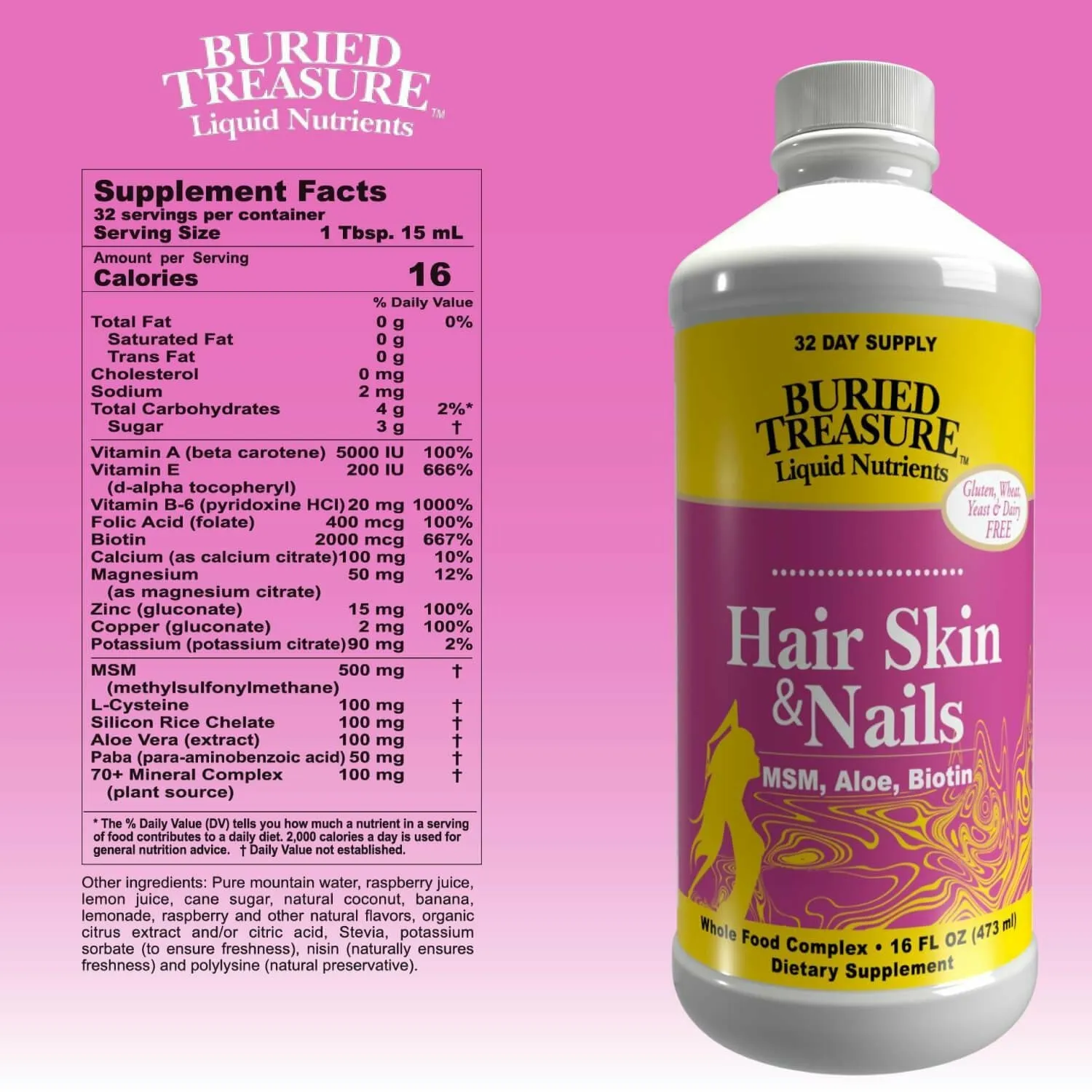 Hair Skin & Nails 16 fl oz by Buried Treasure