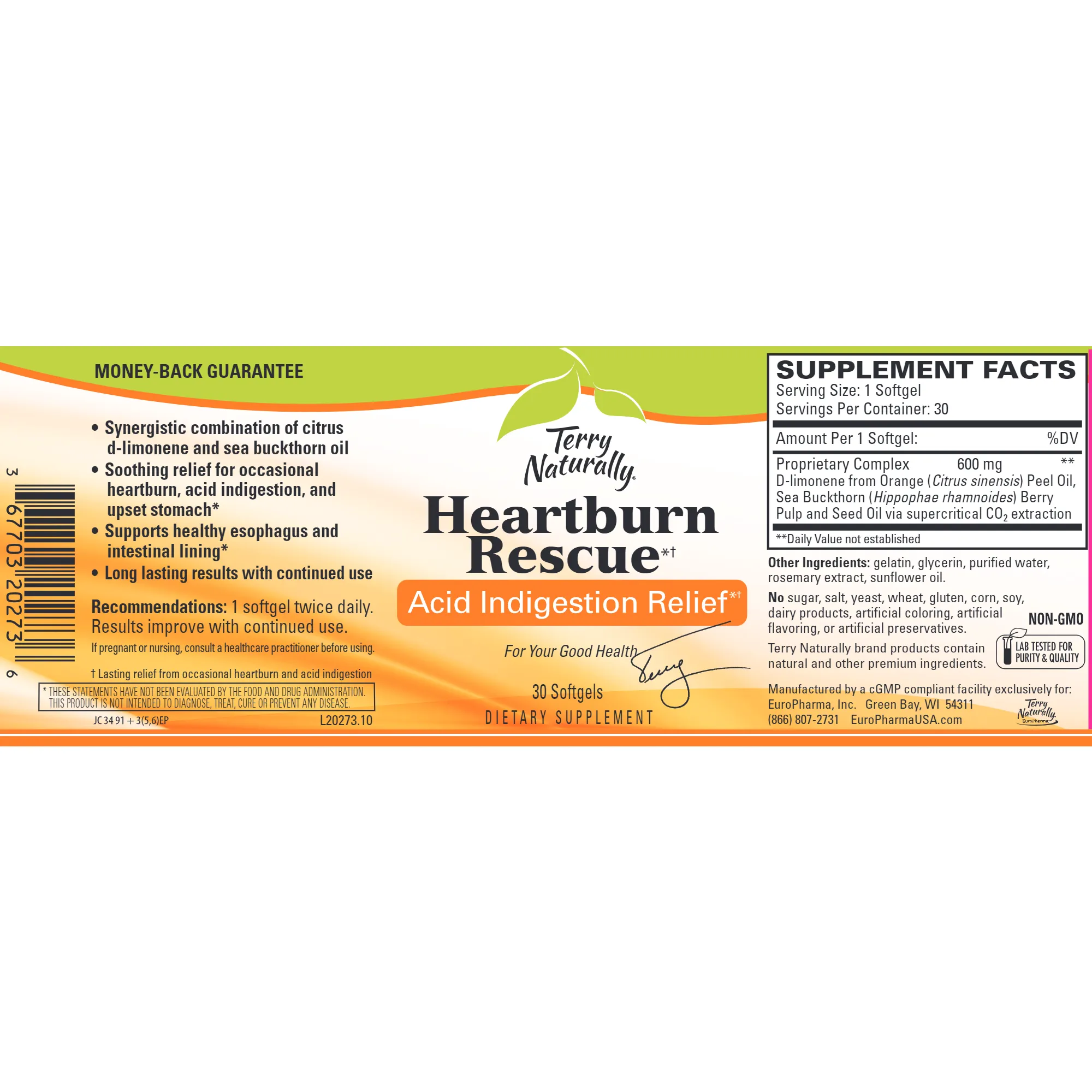 Heartburn Rescue 30 softgels by Terry Naturally