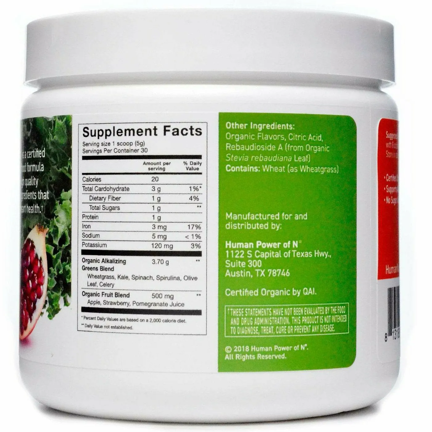 HeartGreens Green Apple 5.29 oz (30 Servings) by HumanN