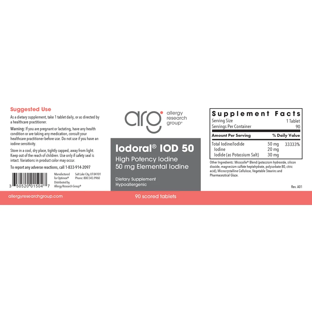 Iodoral 50 mg by Allergy Research Group (formerly Optimox)