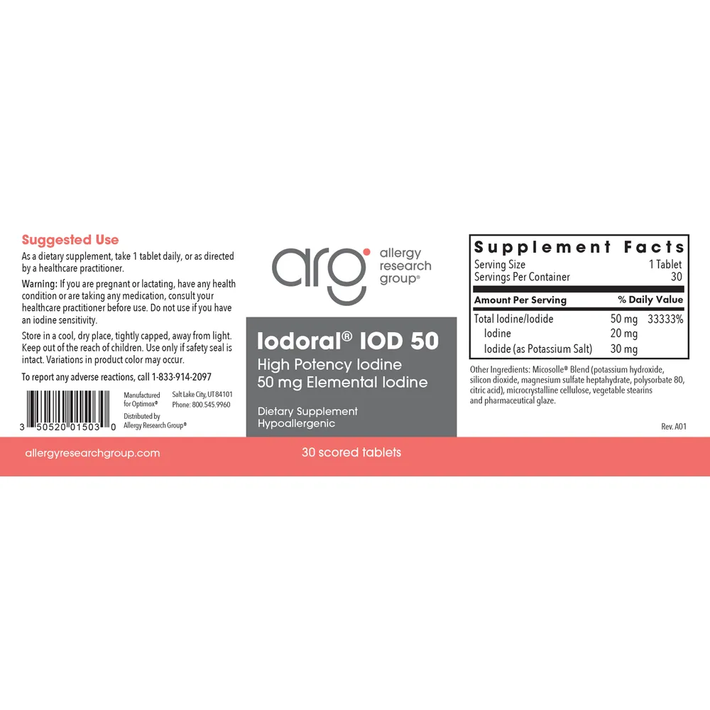Iodoral 50 mg by Allergy Research Group (formerly Optimox)