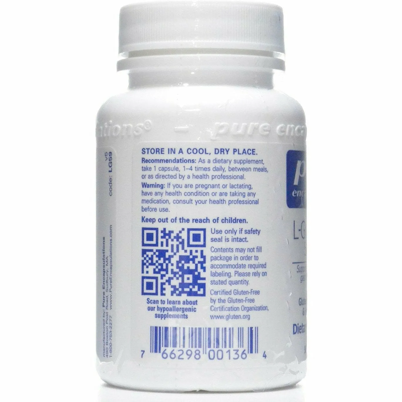 L-Glutamine 500 mg 90 vcaps by Pure Encapsulations