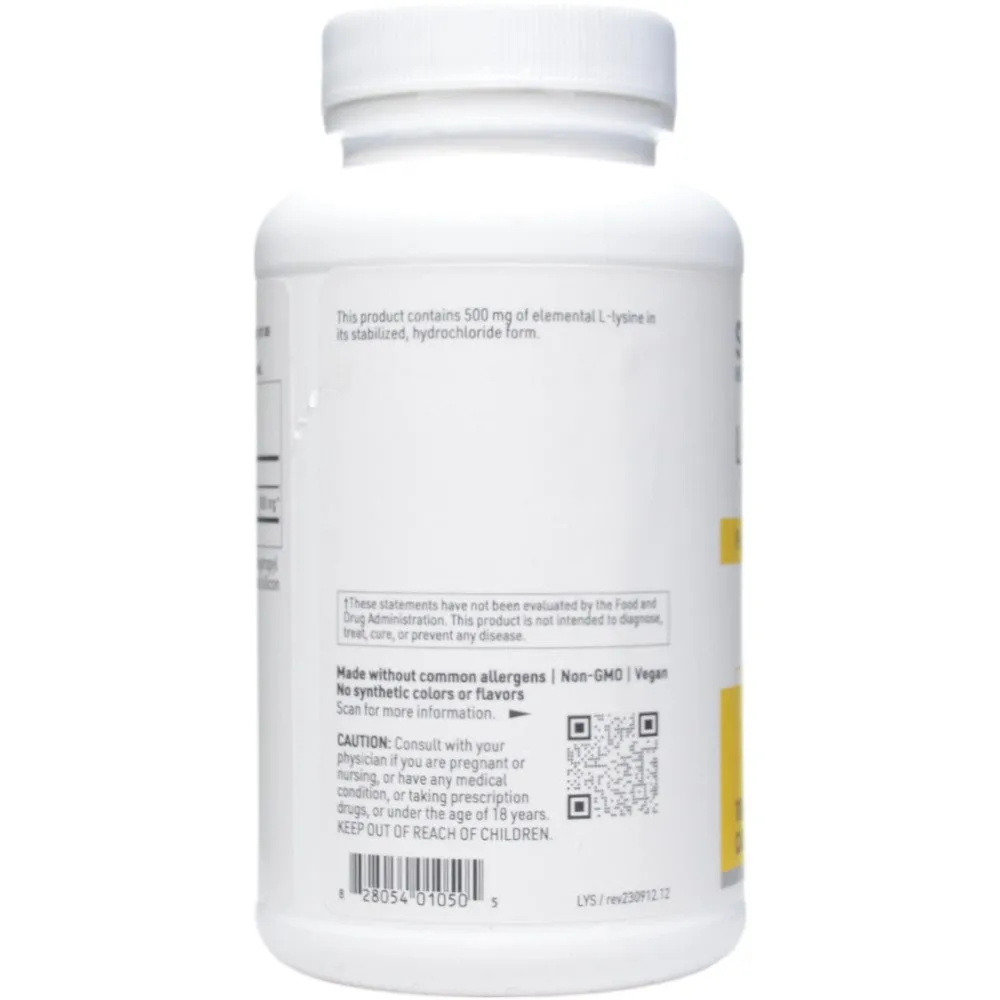 L-Lysine 500 mg 100 caps By Klaire Labs/SFI Health