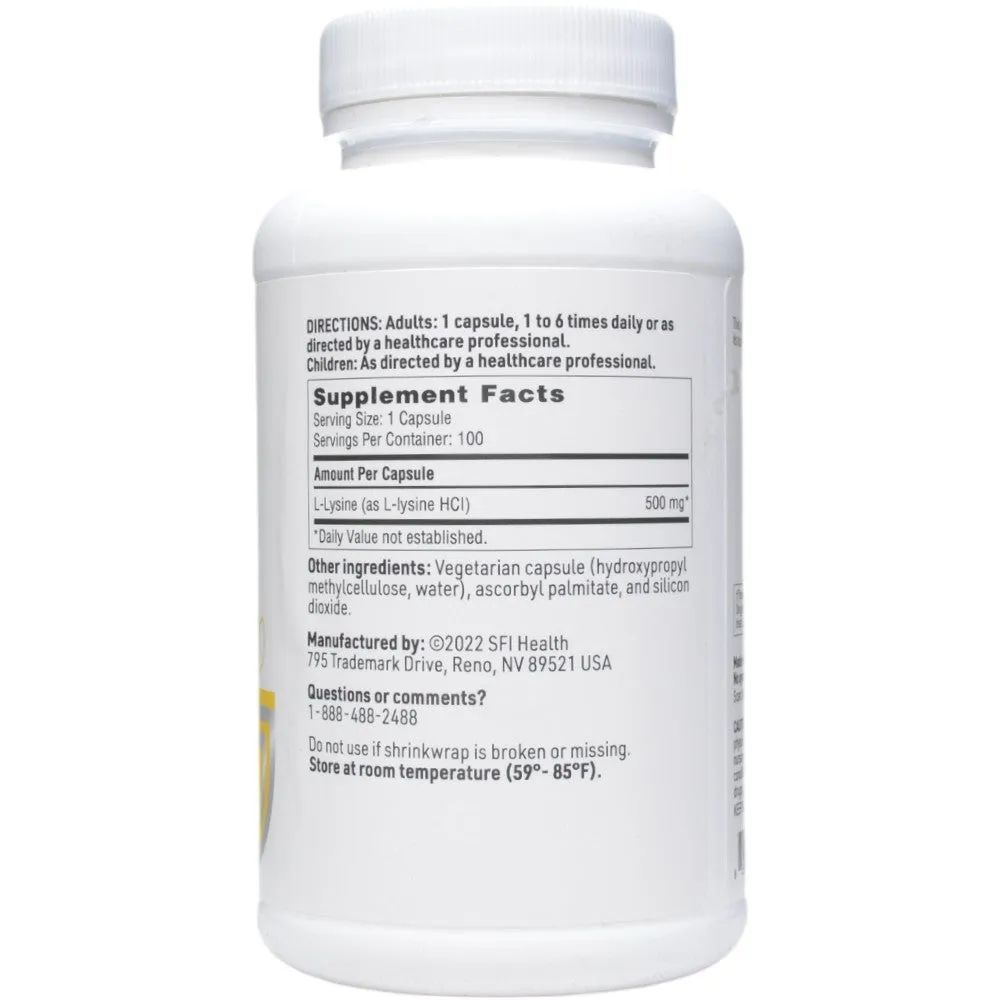 L-Lysine 500 mg 100 caps By Klaire Labs/SFI Health
