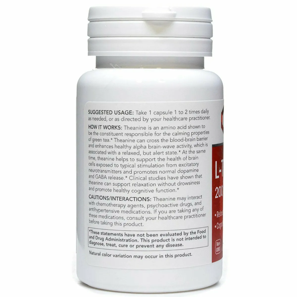 L-Theanine 200 mg 60 vcaps by Protocol For Life Balance