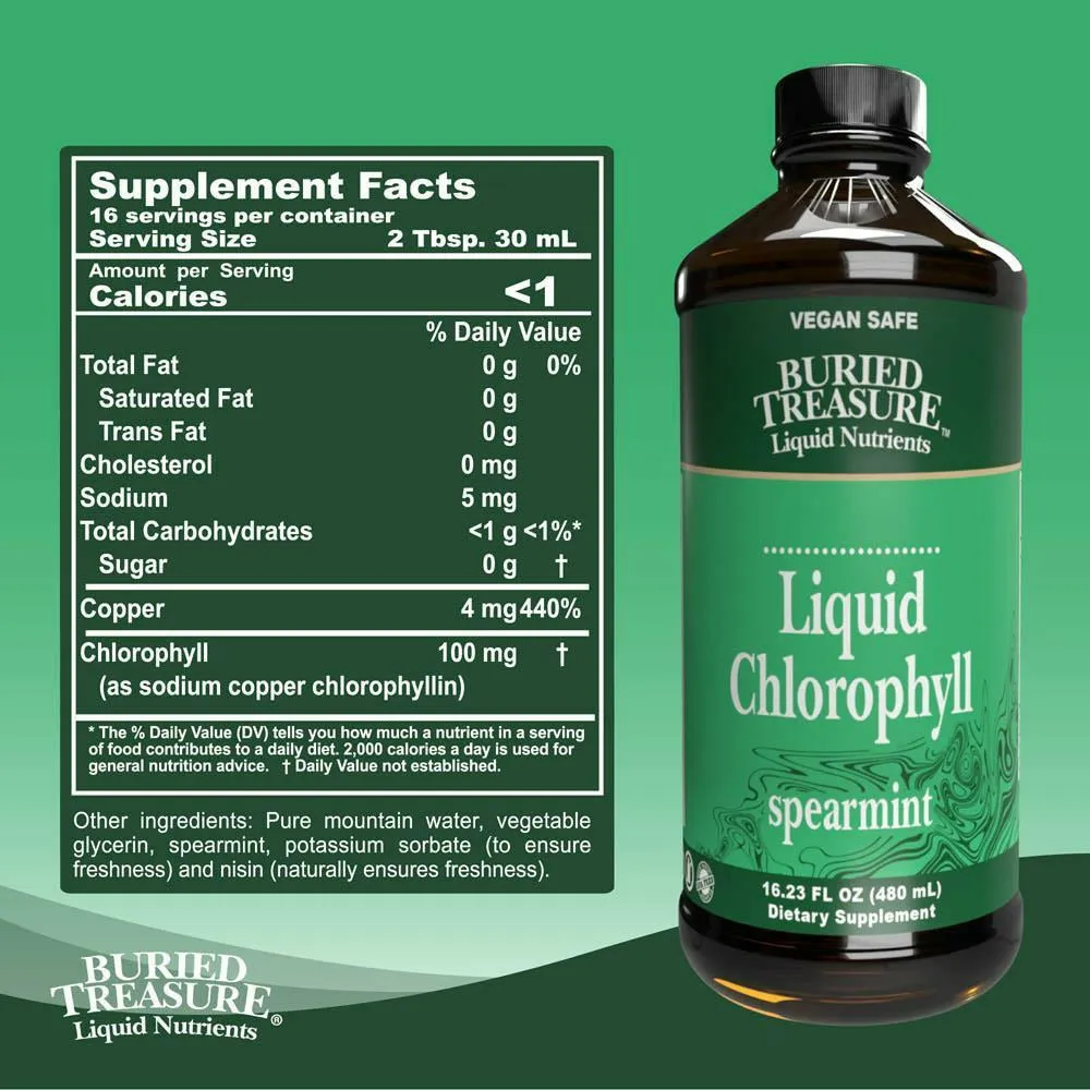 Liquid Chlorophyll Spearmint 16.23 fl oz by Buried Treasure