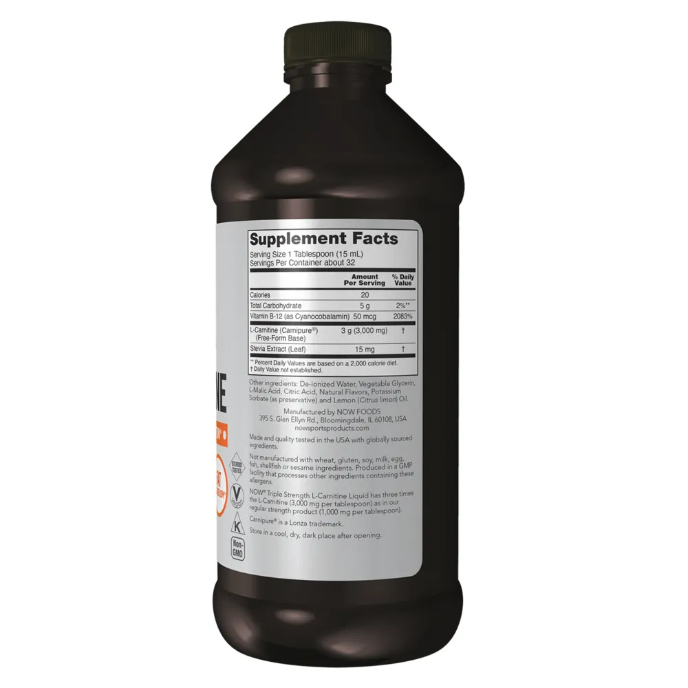 Liquid L-Carnitine 3000 mg 16 fl oz by NOW