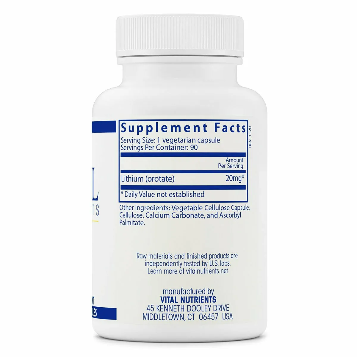 Lithium (orotate) 20 mg 90 vcaps by Vital Nutrients