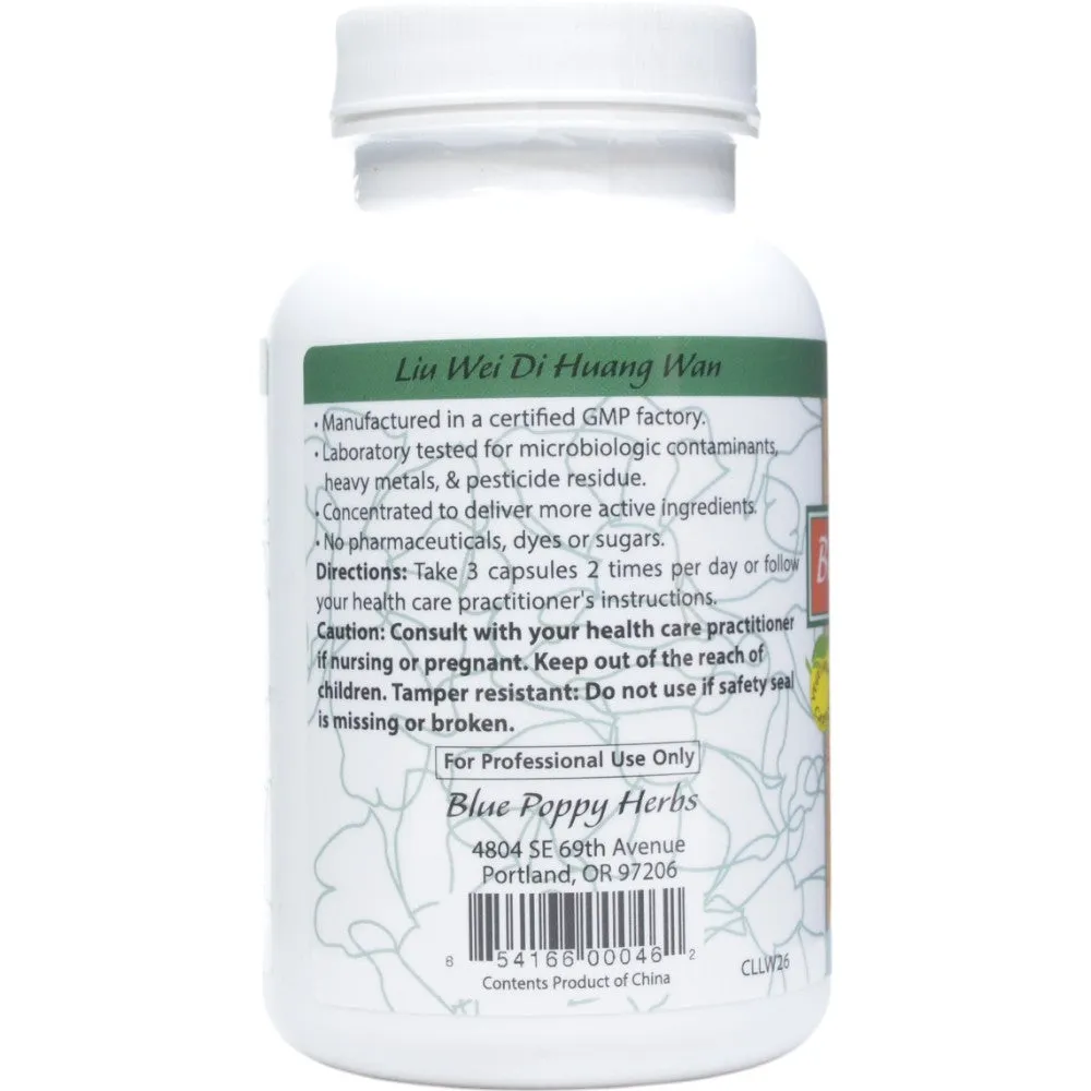 Liu Wei Di Huang Wan 120 capsules by Blue Poppy