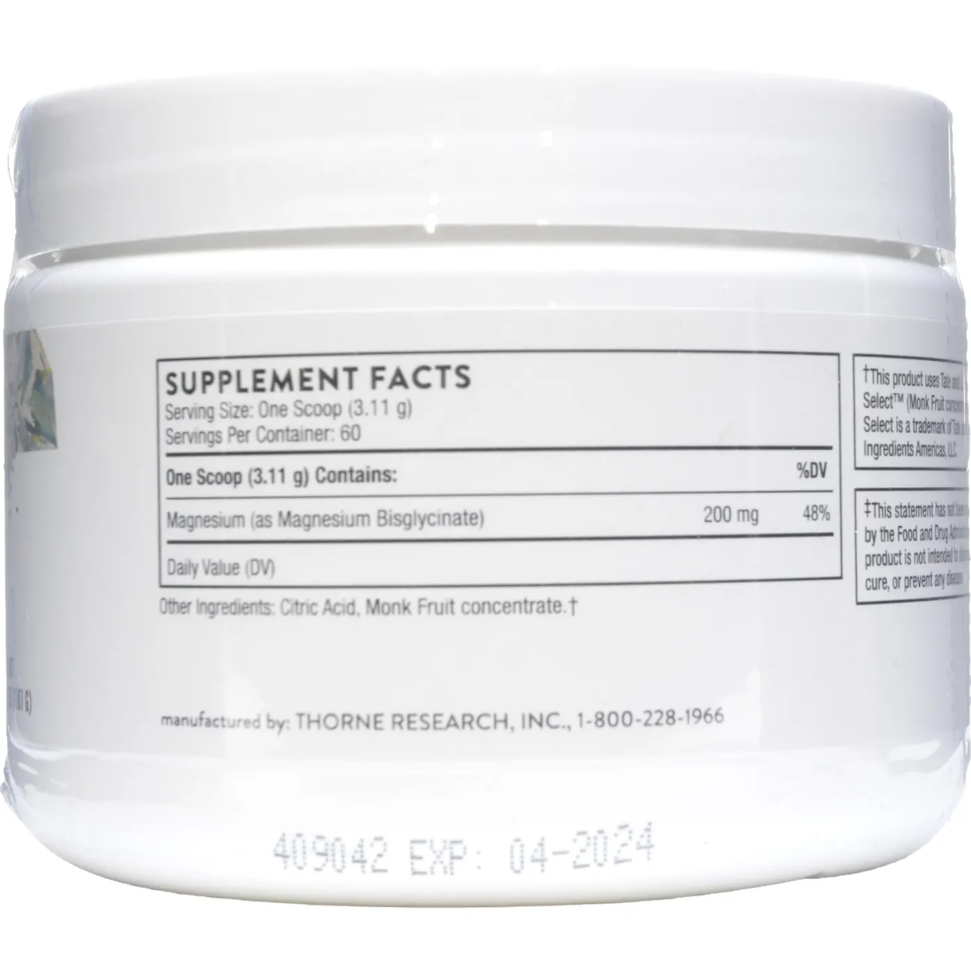 Magnesium Bisglycinate NSF 6.5 oz by Thorne Research