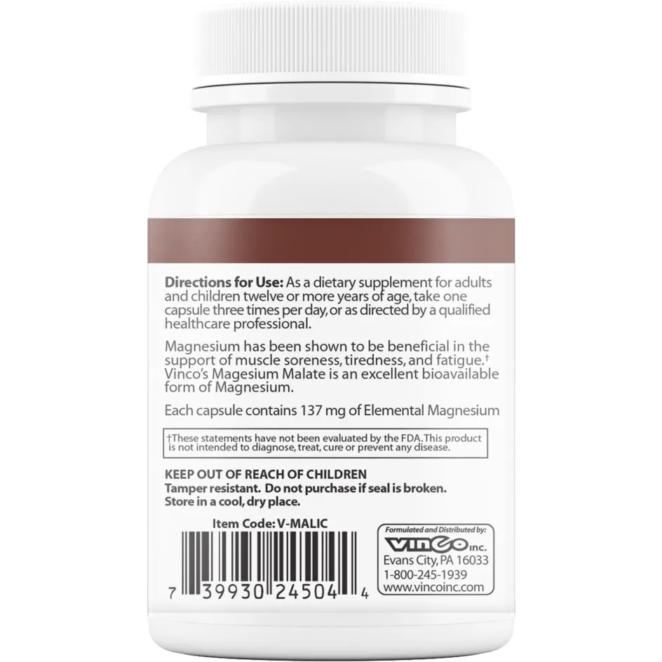 Magnesium Malate 90 caps by Vinco