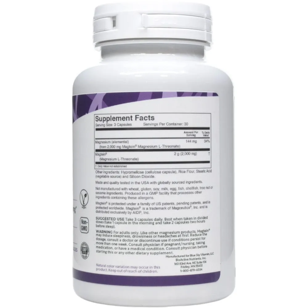 Magtein Magnesium L-Threonate 90 capsules by BioActive Nutrients