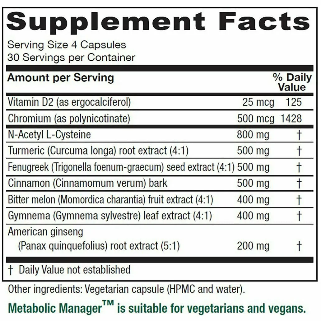 Metabolic Manager 120 vcaps by Vitanica