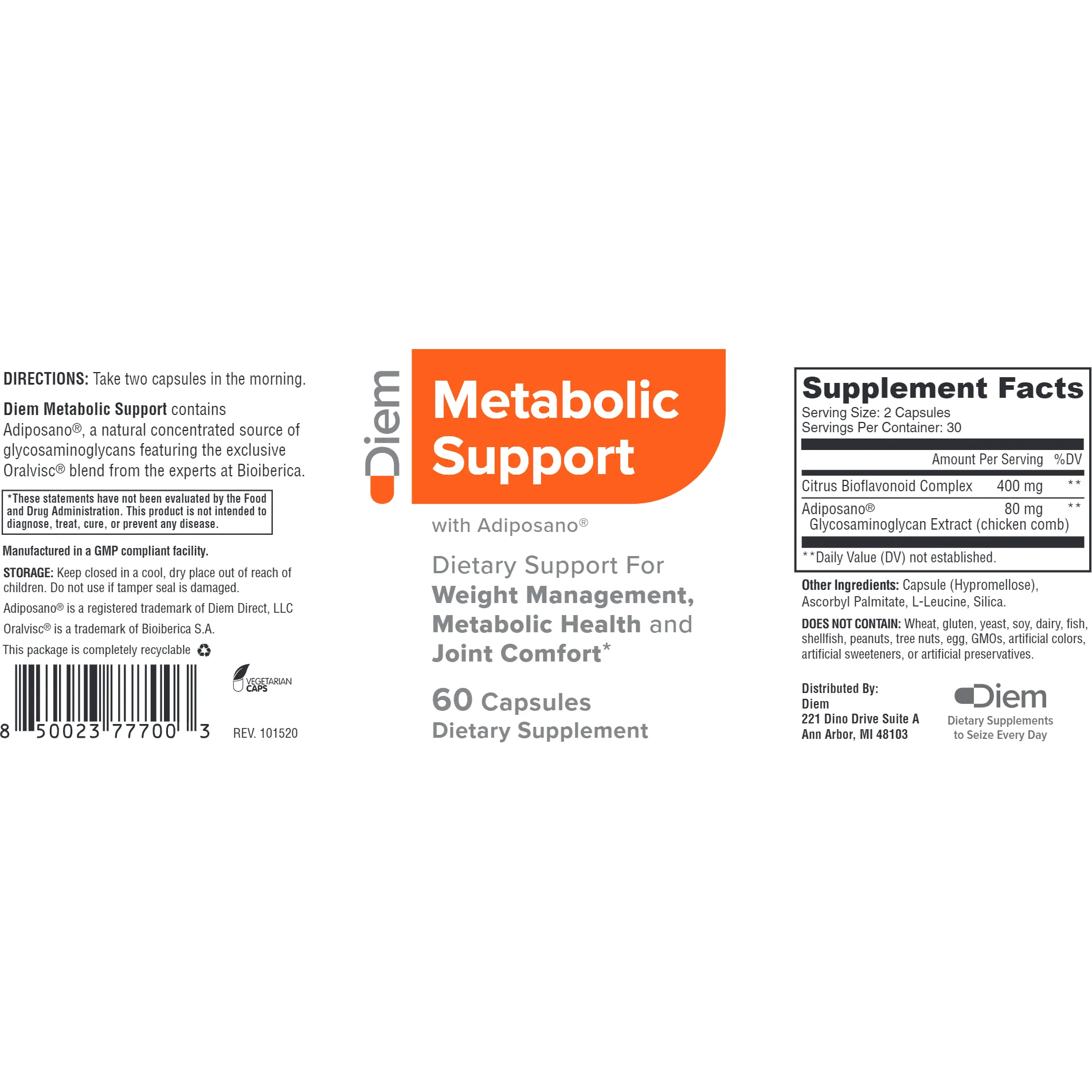 Metabolic Support 60 caps by Diem