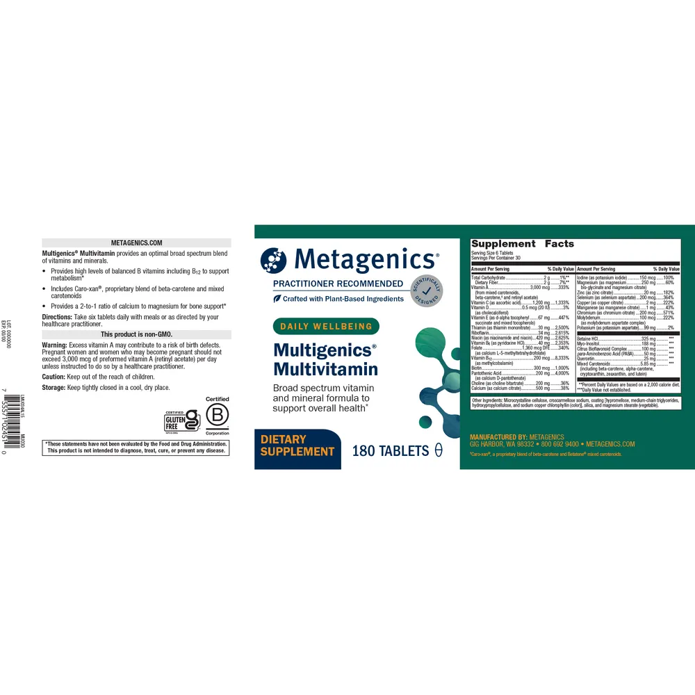 Multigenics Multivitamin 180 Tablets by Metagenics
